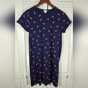 J Crew Lobster Print Short Sleeve T Shirt Crewneck Dress Sz S